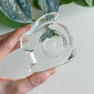 Vintage Glass Rabbit Bunny Ring Jewelry Holder Decor